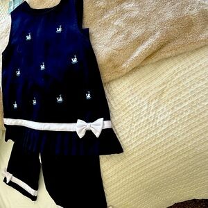 Two Piece Navy Blue and White Outfit PM1